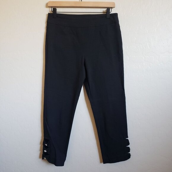 Soft Surroundings Super Stretch Sparkle Capri Pant Black Sz Small Tummy Control - Picture 1 of 6